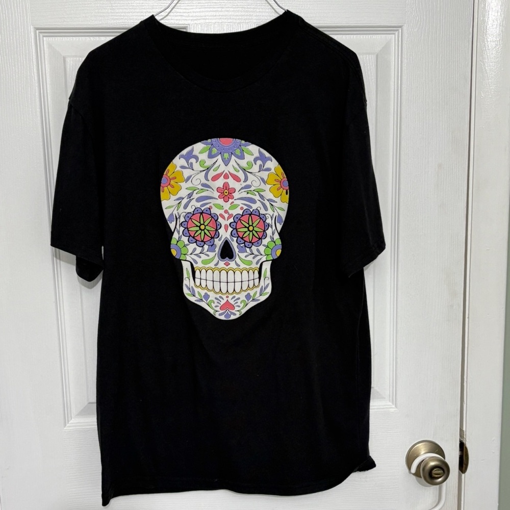 Yellow and Pink Crew Neck Graphic T-Shirt